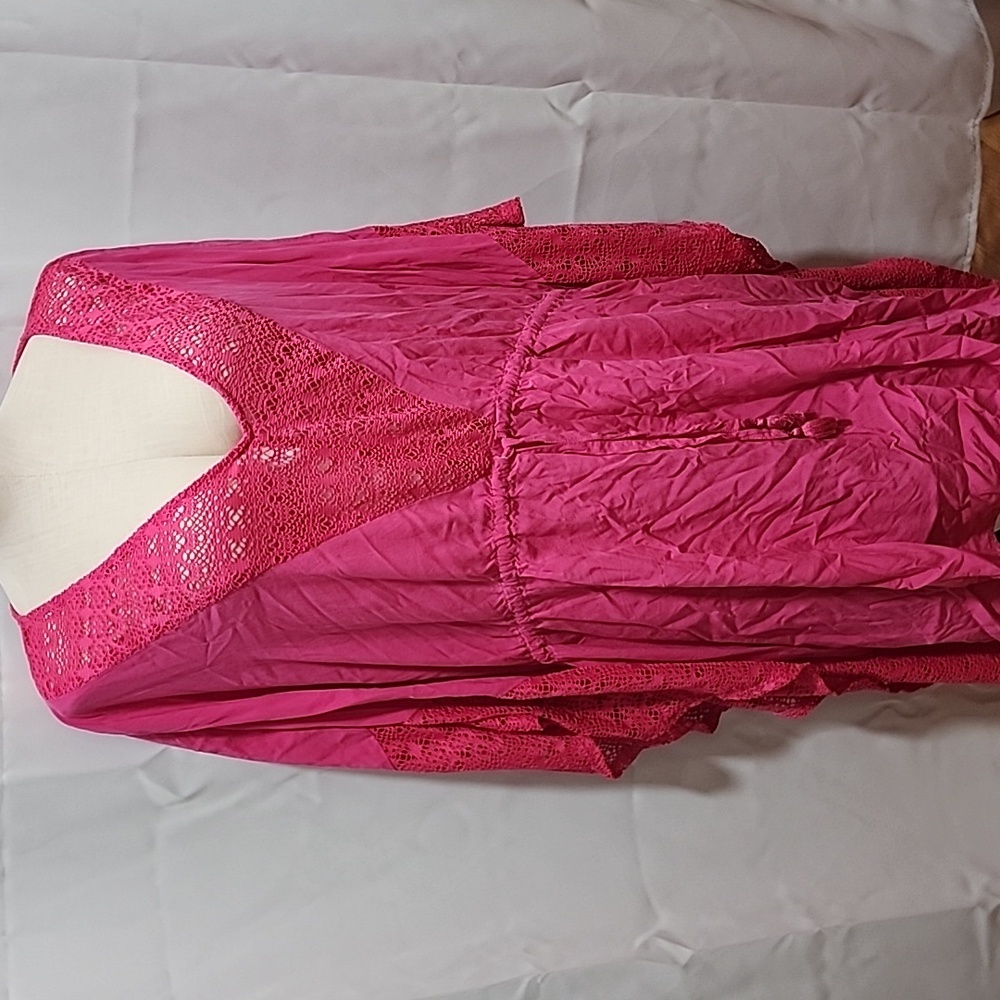 Elegant Pink Lace Swim Coverup